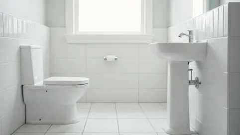 Ostatni etap prac wykończeniowych w łazience toalecie